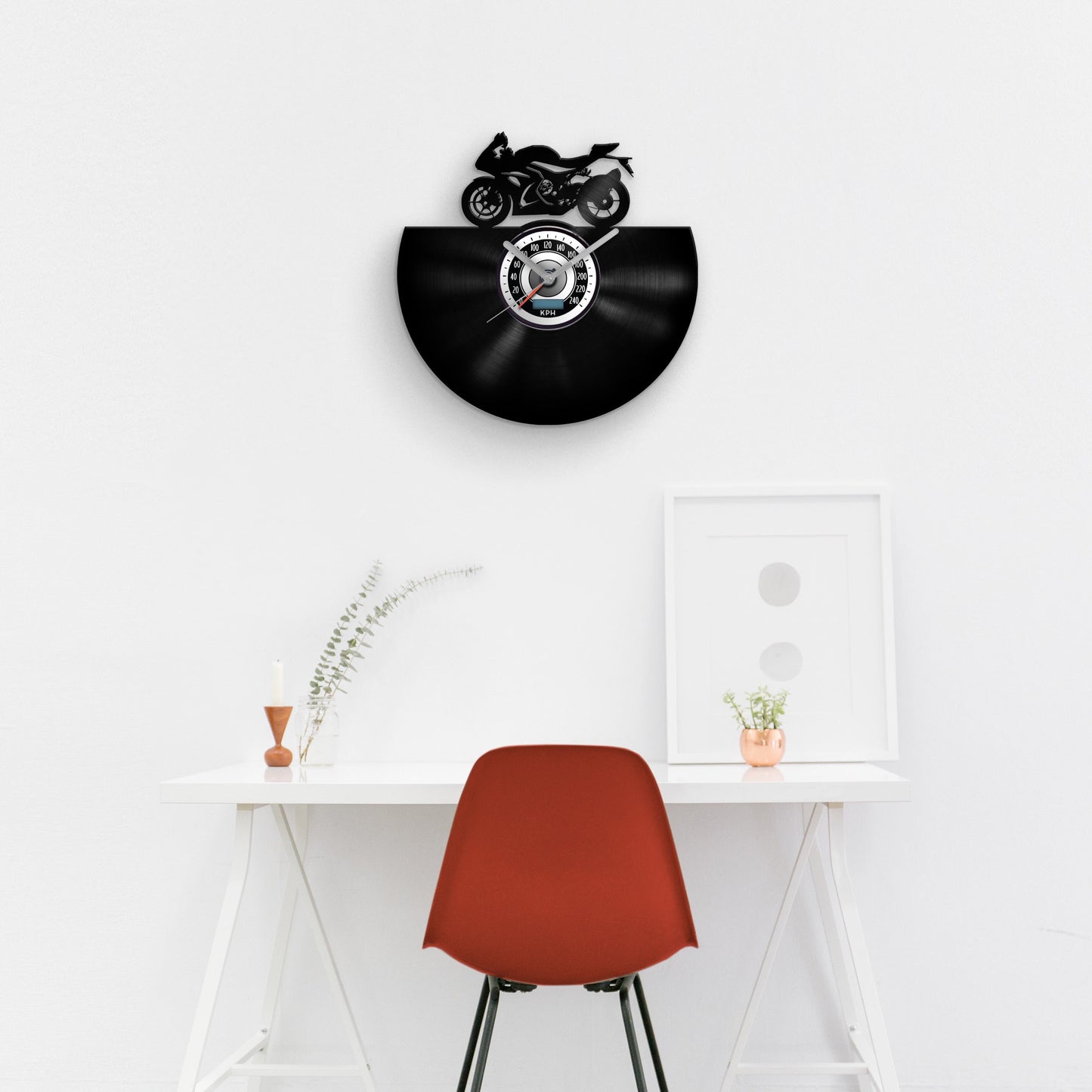 SPORT BIKE SILHOUETTE - Vinyl Record Wall Clock