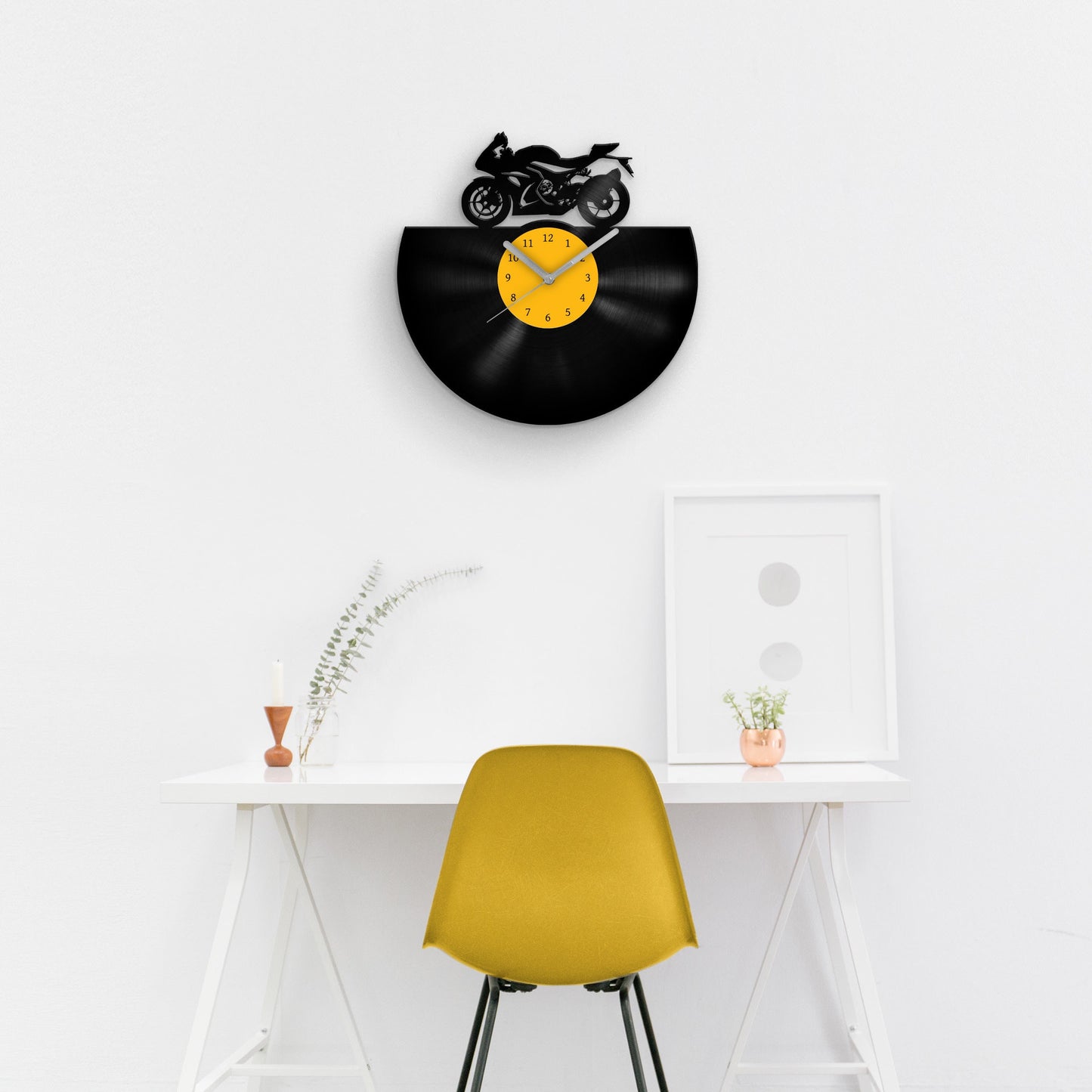 SPORT BIKE SILHOUETTE - Vinyl Record Wall Clock