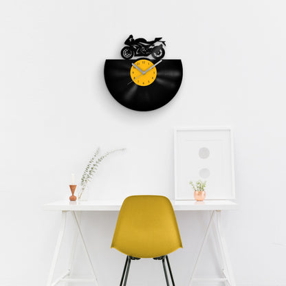 SPORT BIKE SILHOUETTE - Vinyl Record Wall Clock