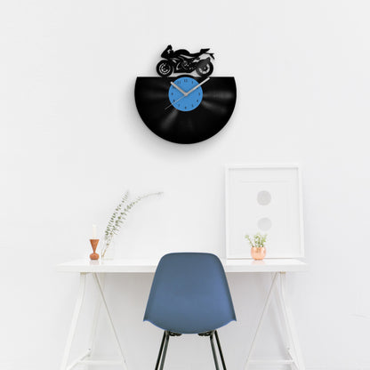 SPORT BIKE SILHOUETTE - Vinyl Record Wall Clock