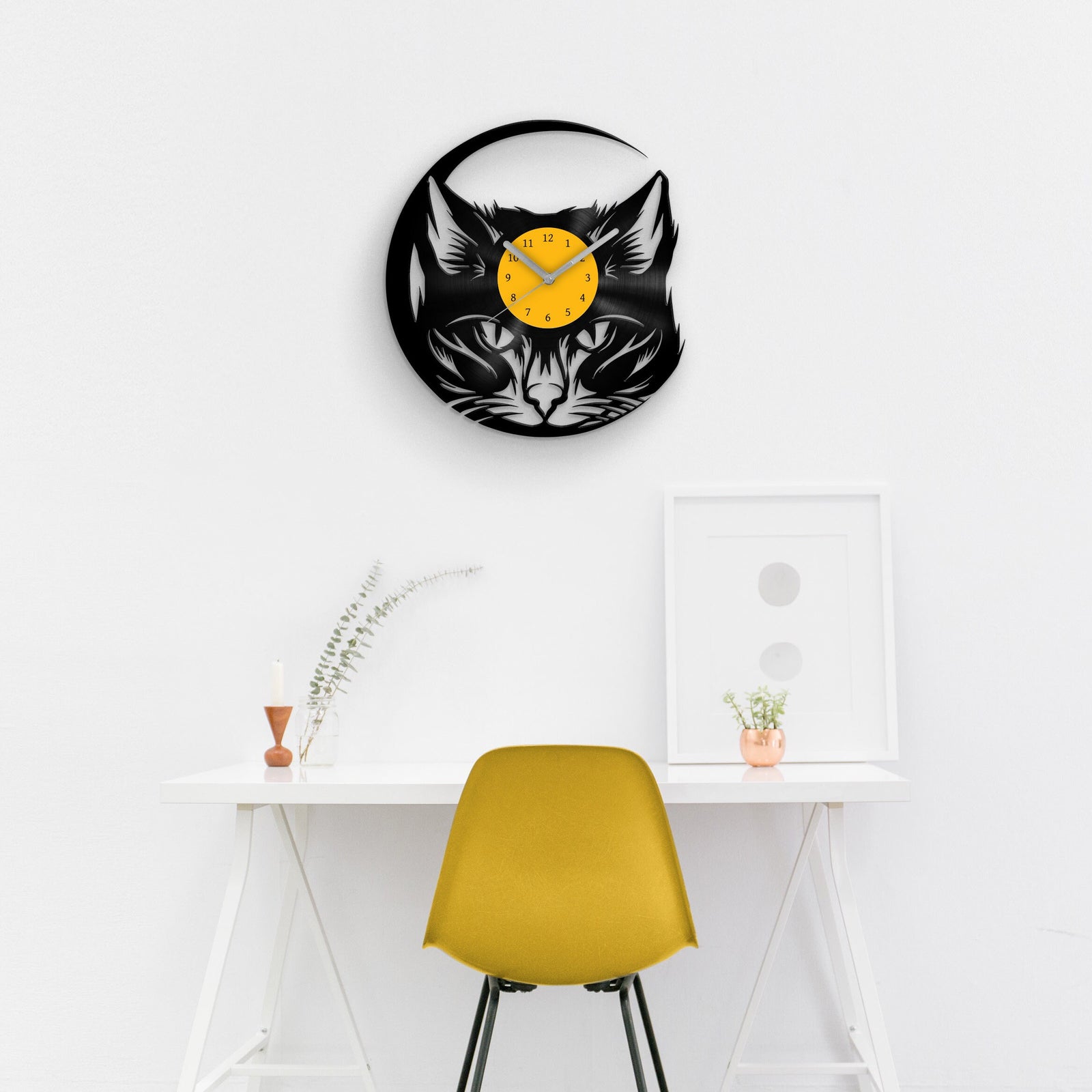 CAT LOVER GIFT - CAT PORTRAIT - Vinyl Record Wall Clock 