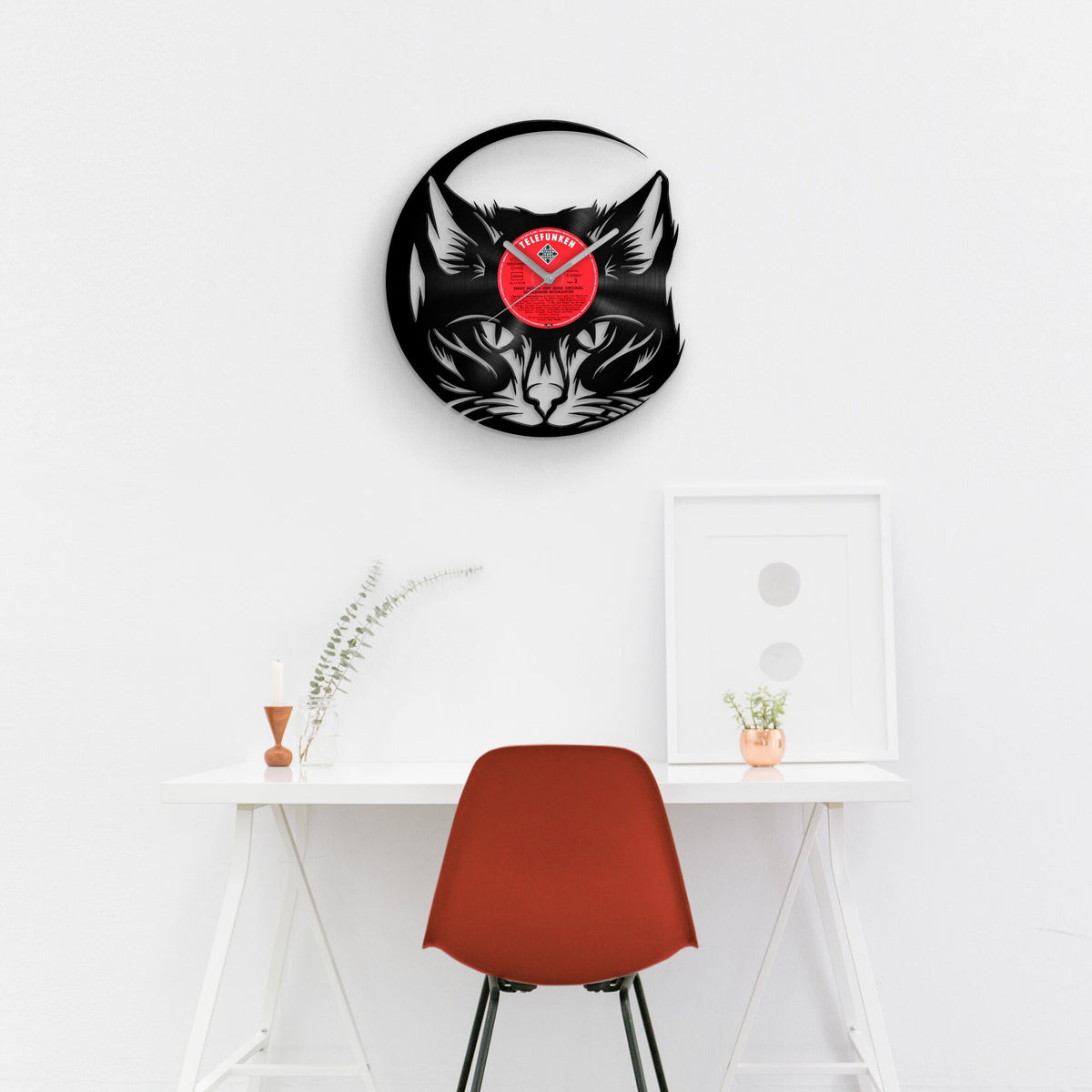 CAT LOVER GIFT - CAT PORTRAIT - Vinyl Record Wall Clock "12