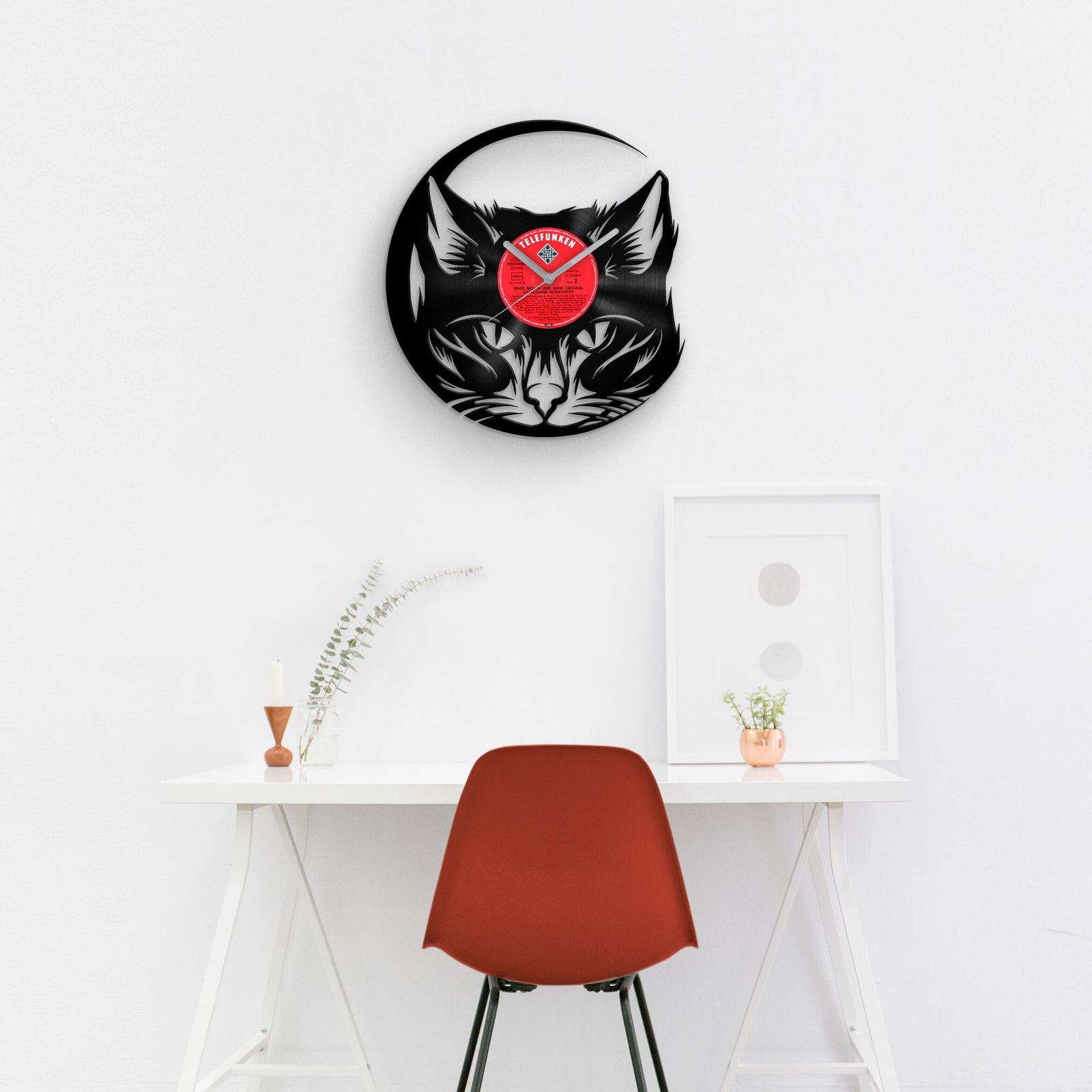 CAT LOVER GIFT - CAT PORTRAIT - Vinyl Record Wall Clock 