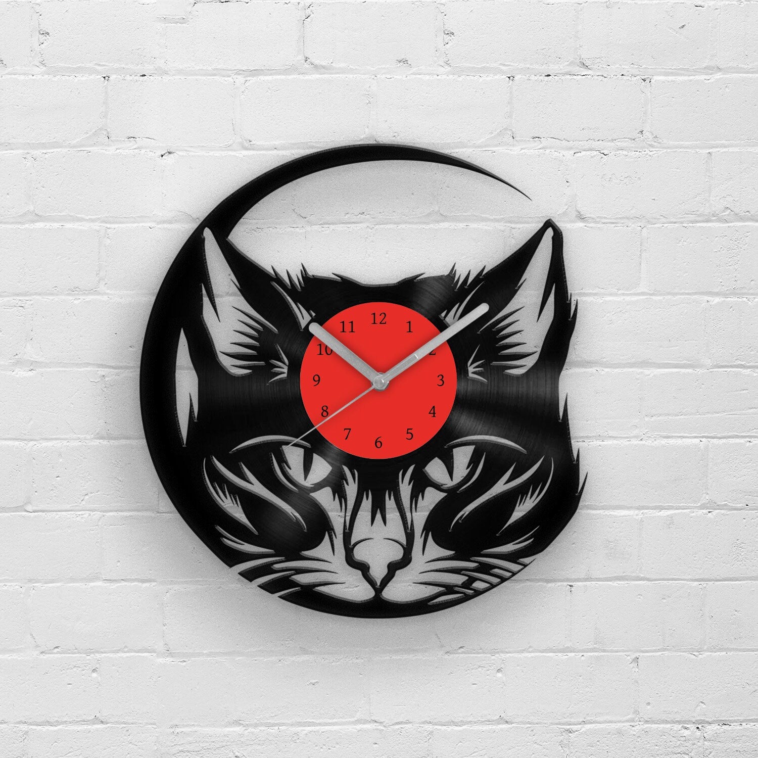 CAT LOVER GIFT - CAT PORTRAIT - Vinyl Record Wall Clock 