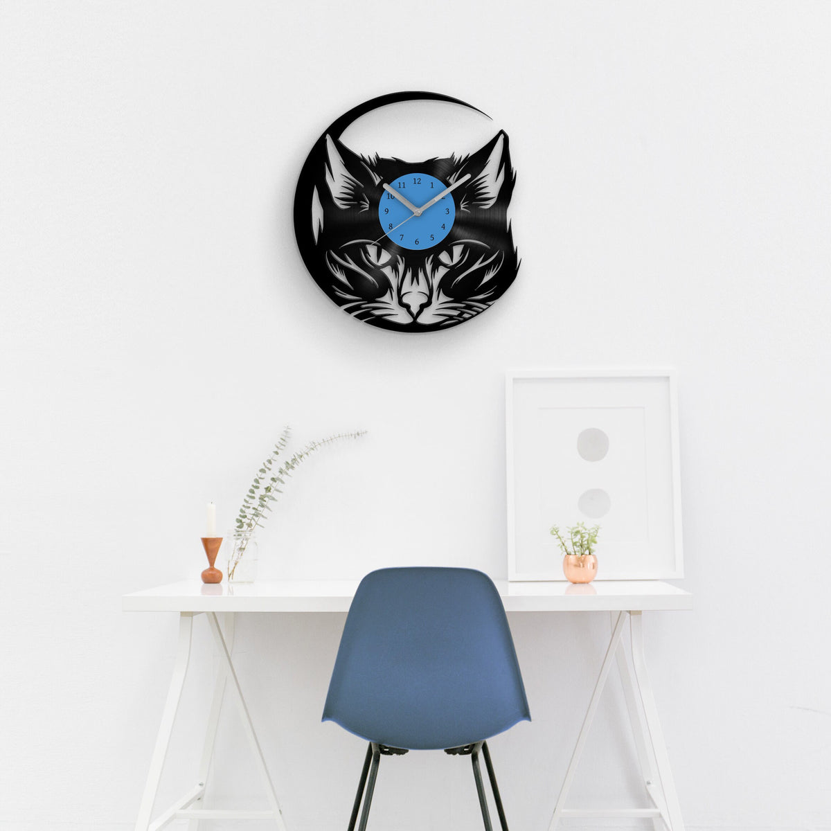 CAT LOVER GIFT - CAT PORTRAIT - Vinyl Record Wall Clock "12