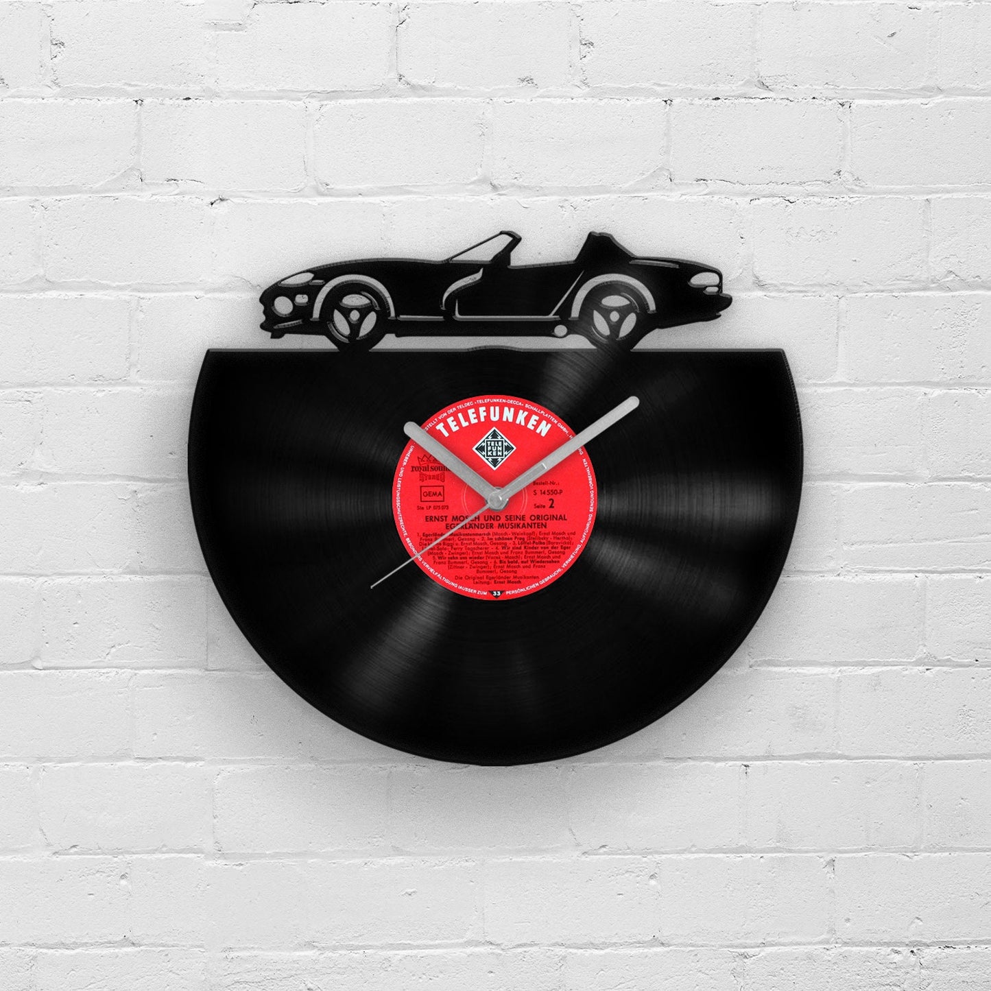 RETRO CAR SILHOUETTE - Vinyl Record Wall Clock 12"