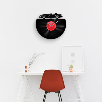 RETRO CAR SILHOUETTE - Vinyl Record Wall Clock 12"