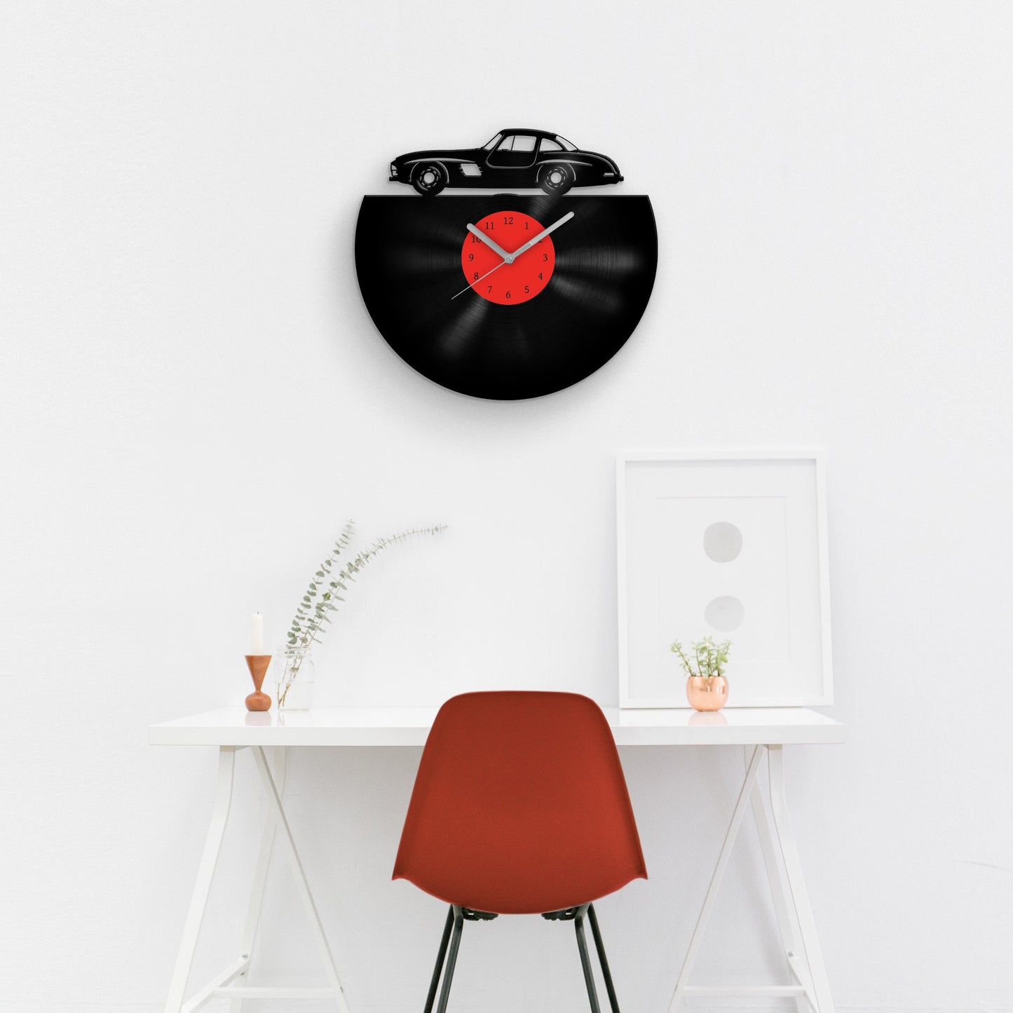 CLASSIC CAR SILHOUETTE - Vinyl Record Wall Clock