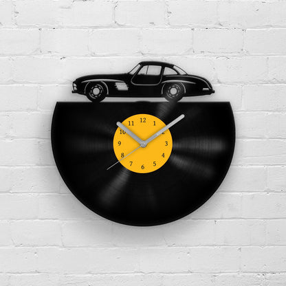 CLASSIC CAR SILHOUETTE - Vinyl Record Wall Clock