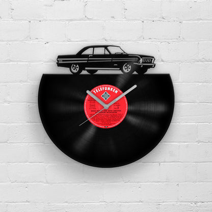 CLASSIC CAR SILHOUETTE - vinyl record clock