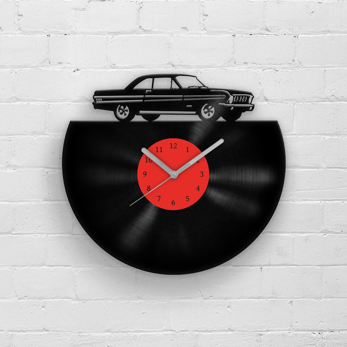 CLASSIC CAR SILHOUETTE - vinyl record clock