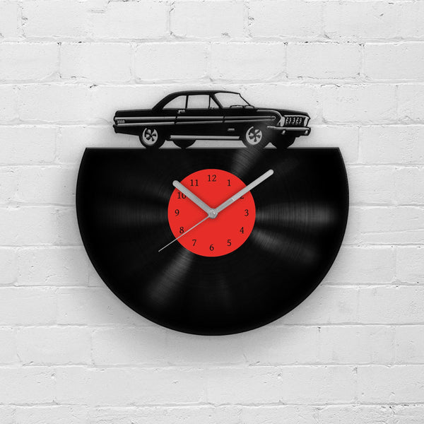 CLASSIC CAR SILHOUETTE - vinyl record clock