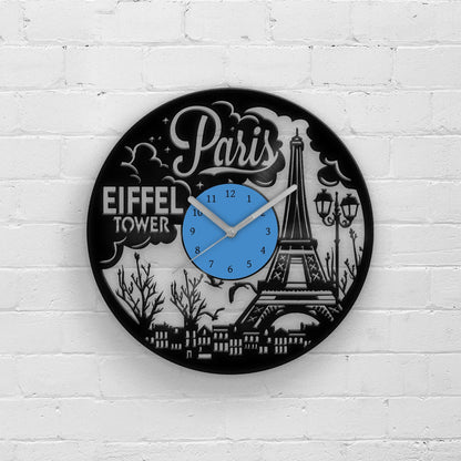 PARIS - EIFFEL TOWER - Vinyl Record Clock