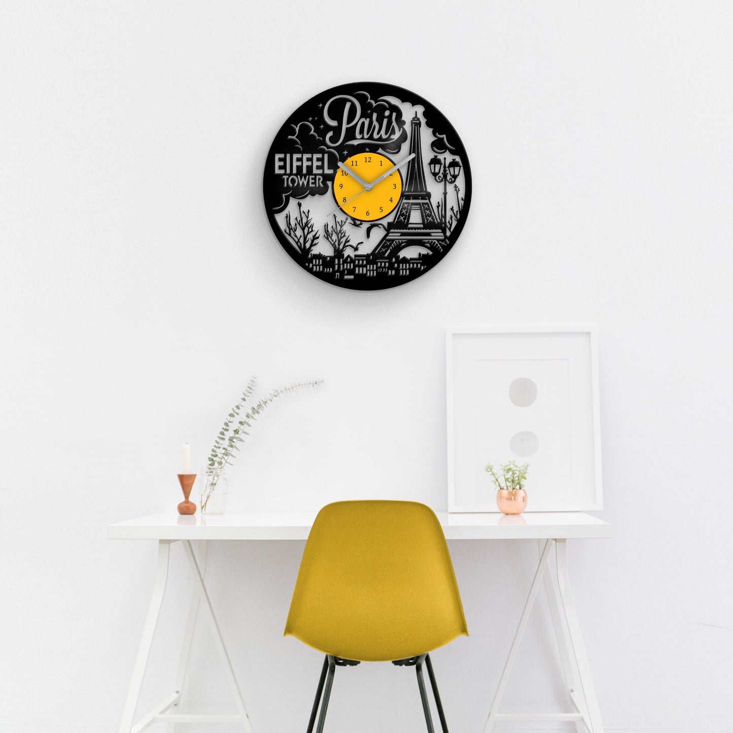 PARIS - EIFFEL TOWER - Vinyl Record Clock