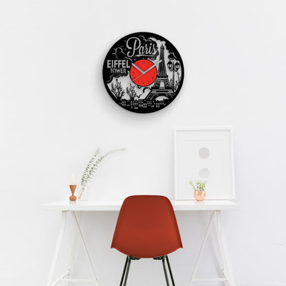 PARIS - EIFFEL TOWER - Vinyl Record Clock