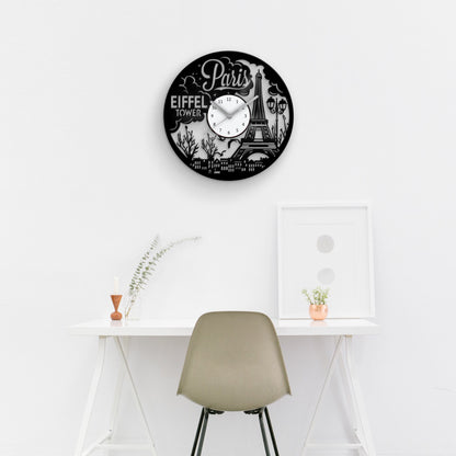 PARIS - EIFFEL TOWER - Vinyl Record Clock