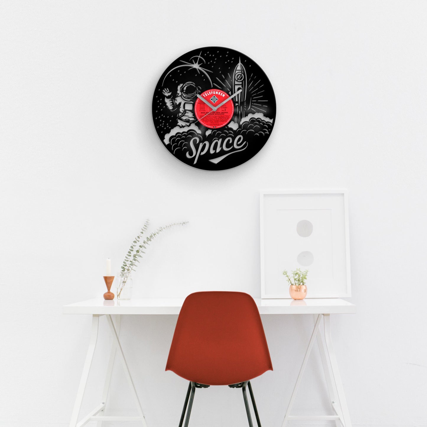 SPACE THEMED Vinyl Record Wall Clock