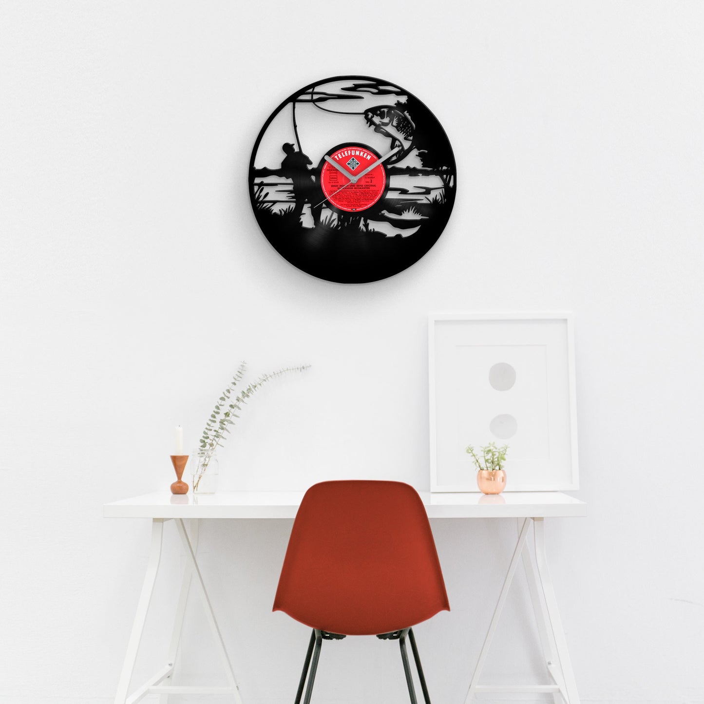 FISHERMAN - GIFT FOR FISHER - Vinyl Record Wall Clock