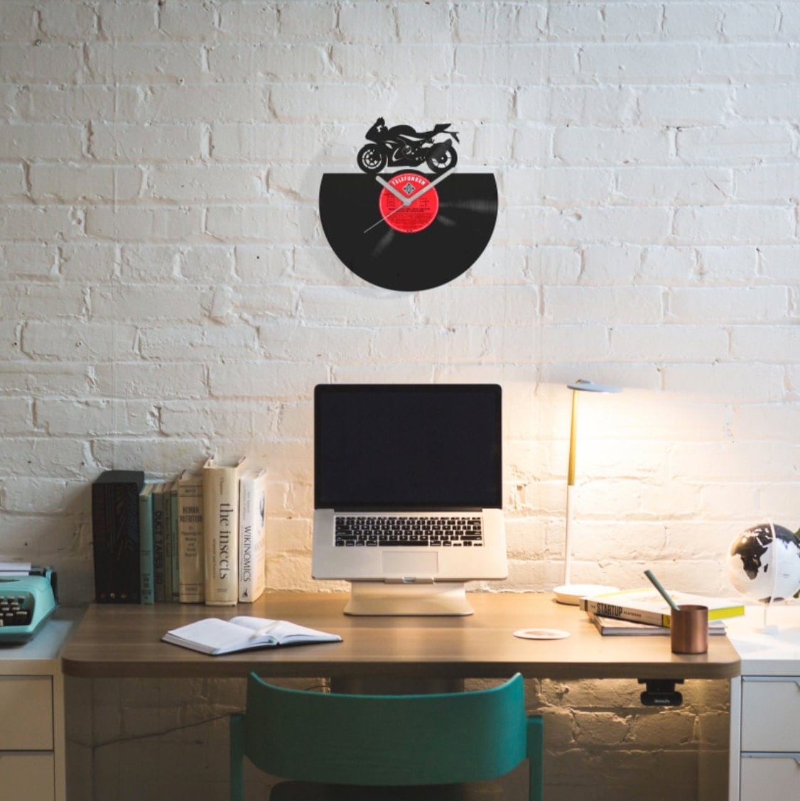 SPORT BIKE SILHOUETTE - Vinyl Record Wall Clock
