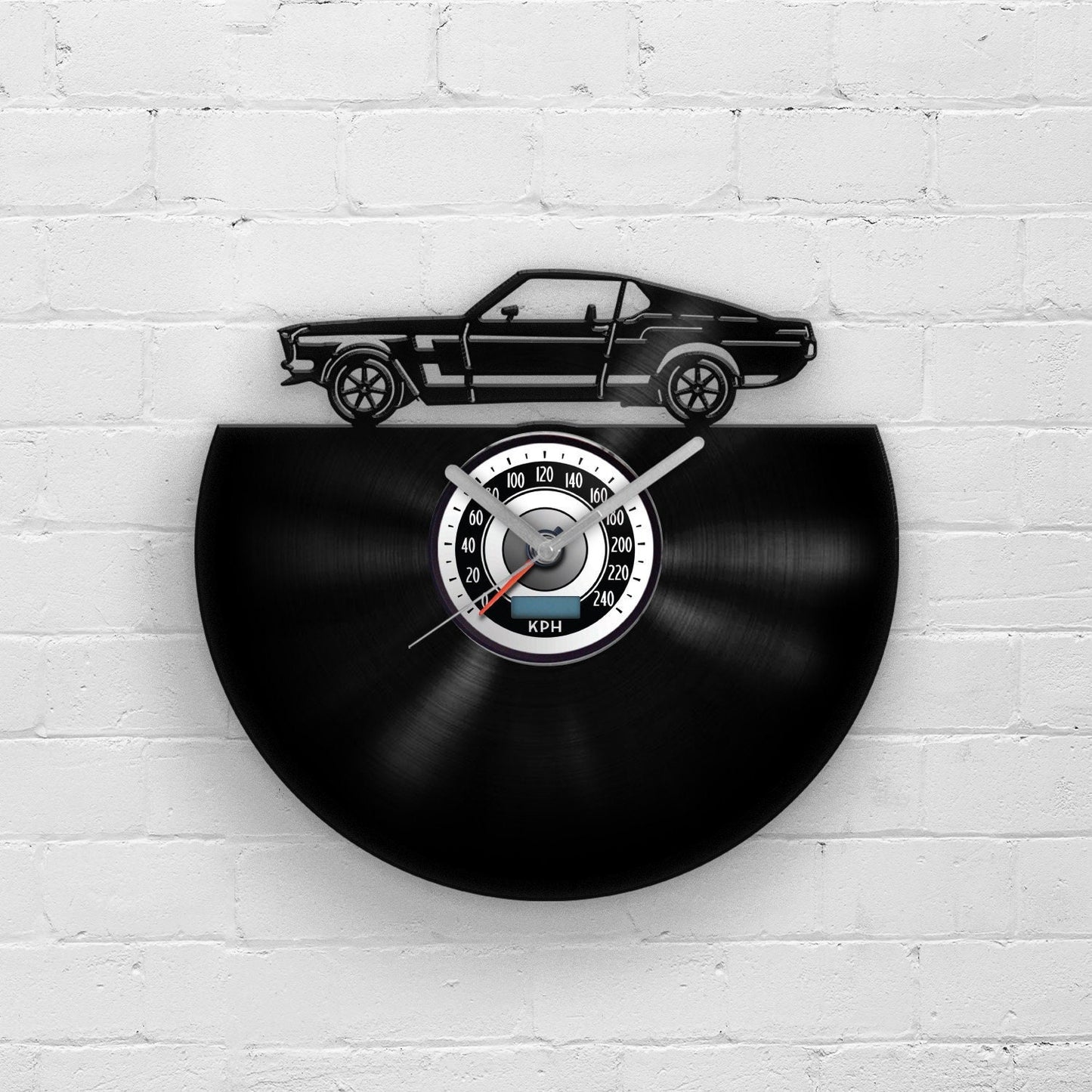 Mustang Silhouette - Vinyl Record Wall Clock