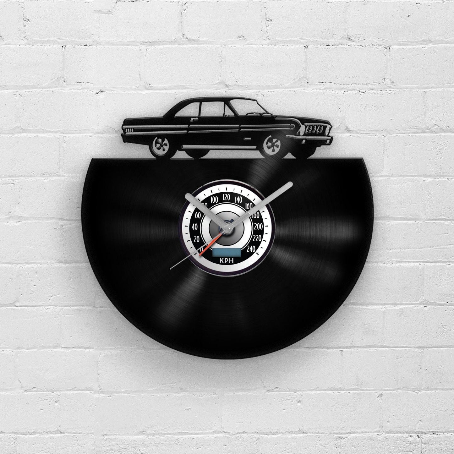 CLASSIC CAR SILHOUETTE - vinyl record clock