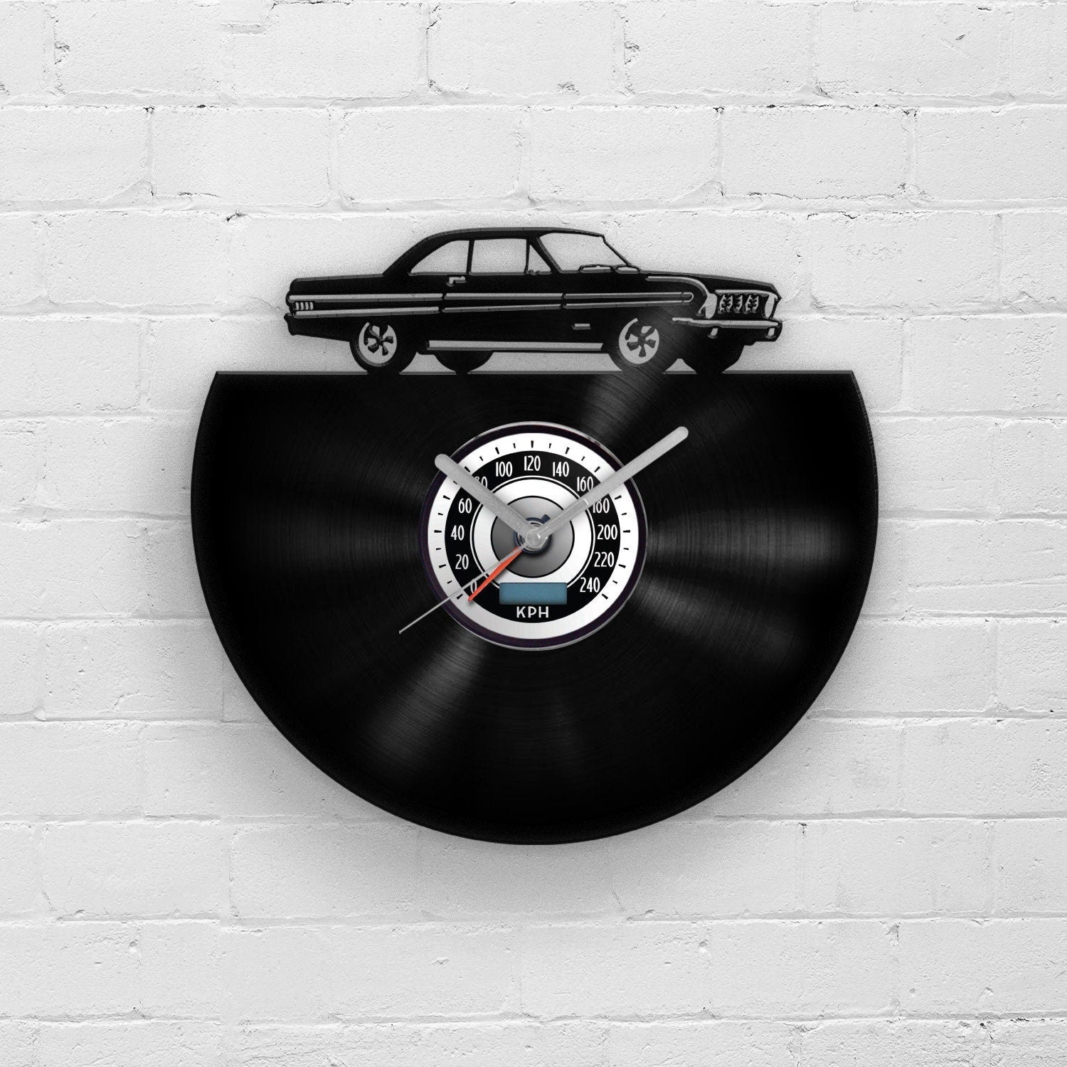 CLASSIC CAR SILHOUETTE - vinyl record clock
