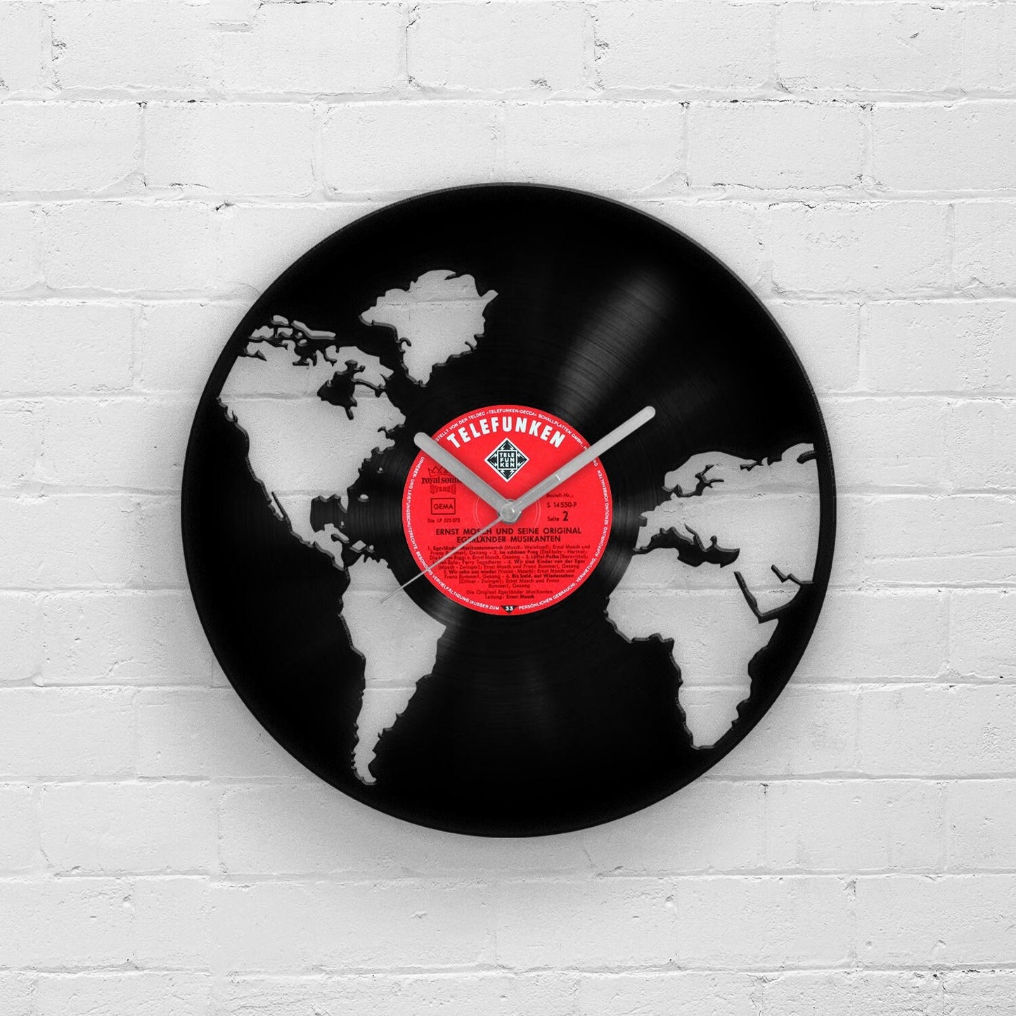 Travel Themed Vinyl Record Clock