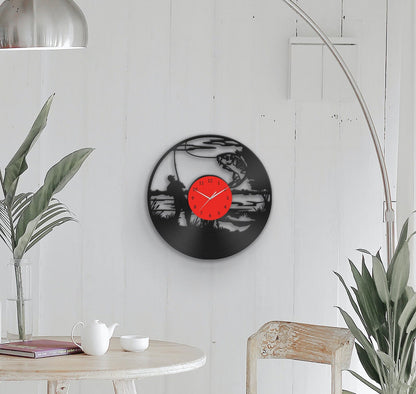 FISHERMAN - GIFT FOR FISHER - Vinyl Record Wall Clock