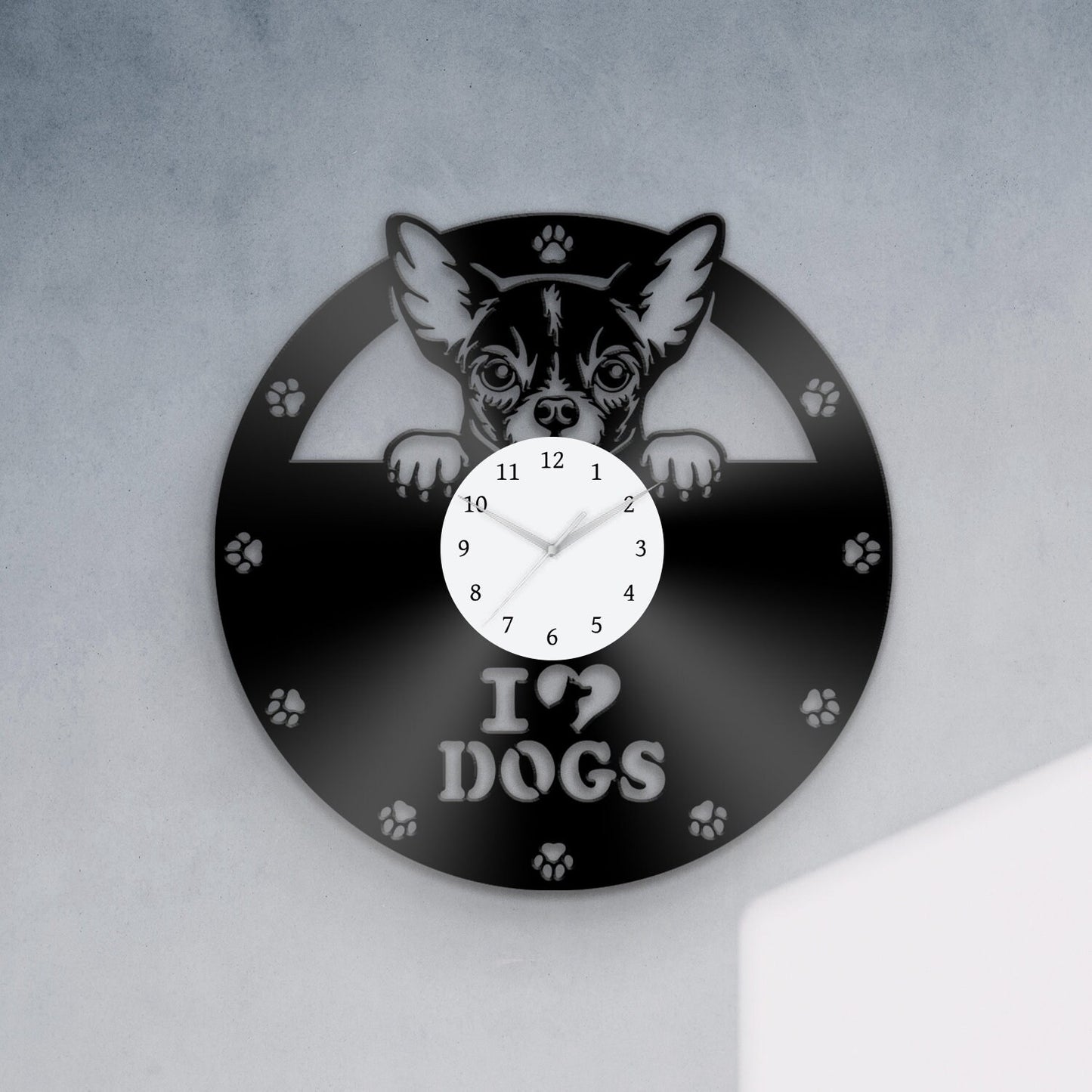 Cute Chihuahua Dog Vinyl Wall Clock