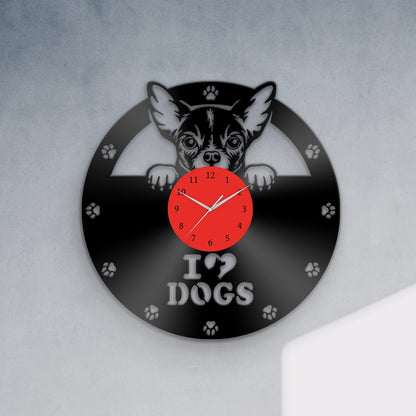 Cute Chihuahua Dog Vinyl Wall Clock