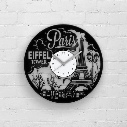 PARIS - EIFFEL TOWER - Vinyl Record Clock