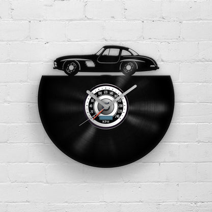 CLASSIC CAR SILHOUETTE - Vinyl Record Wall Clock