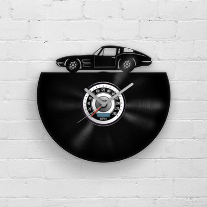 COOL OLD CAR SILHOUETTE - Vinyl Record Wall Clock