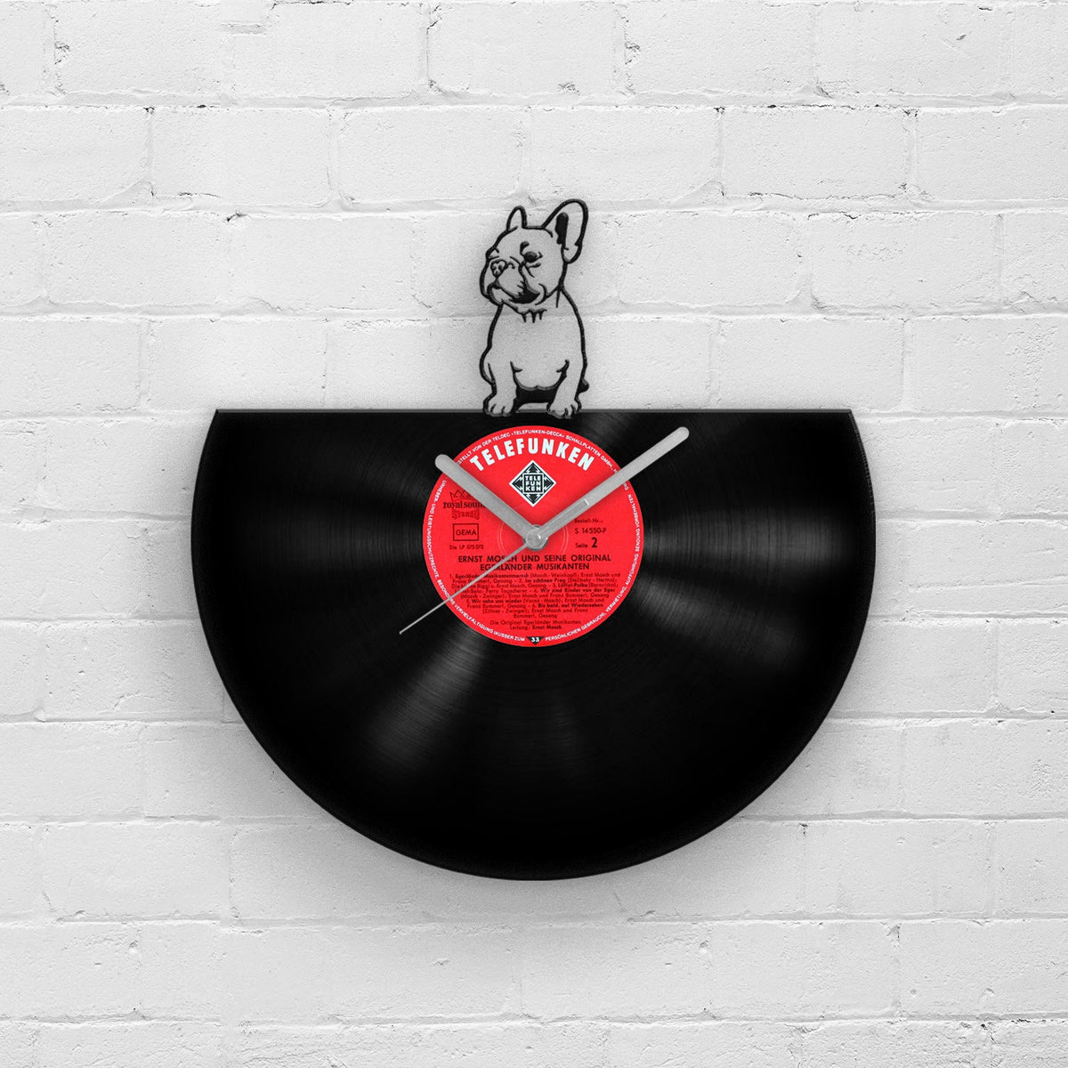 FRENCH BULLDOG PORTRAIT - Vinyl Record Wall Clock