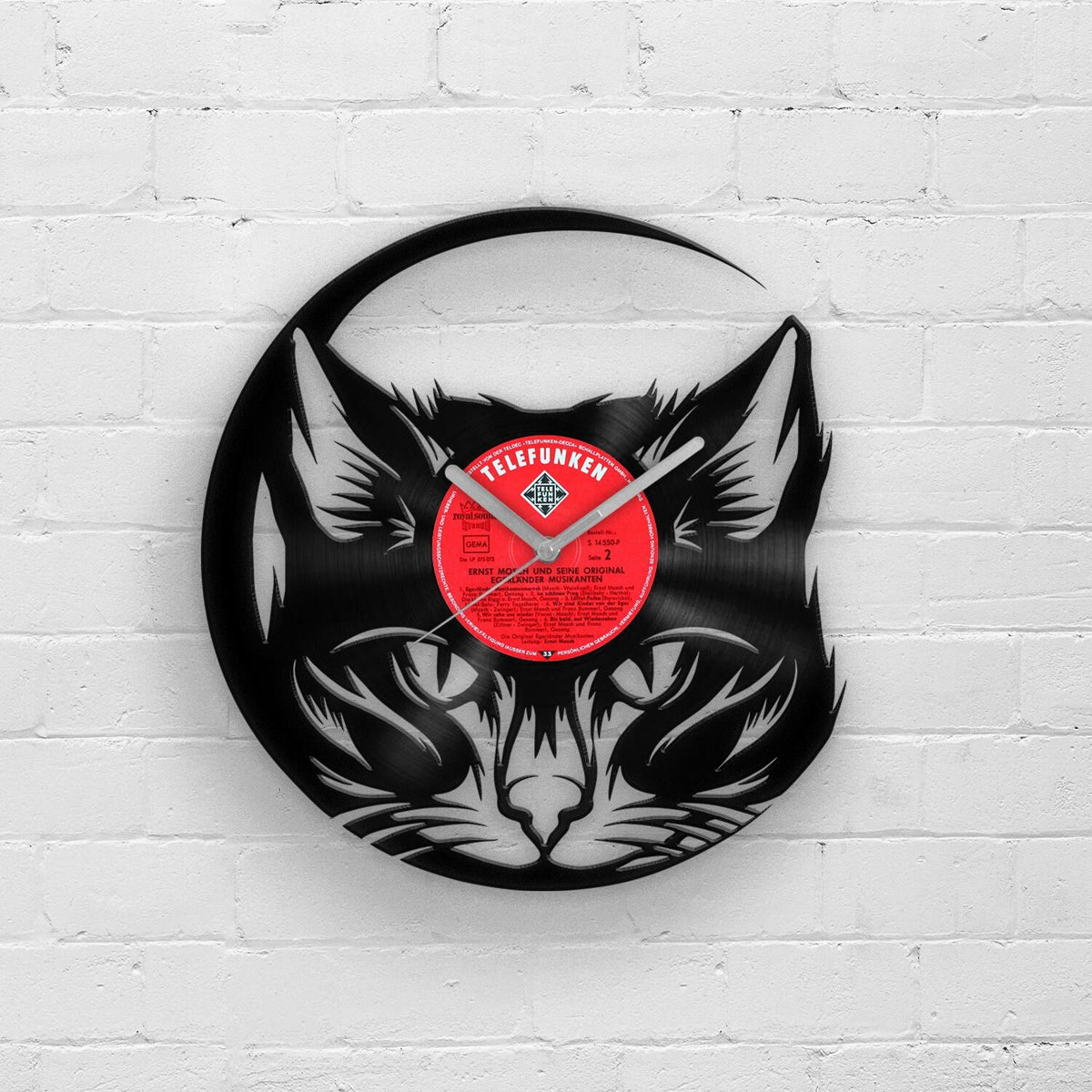 CAT LOVER GIFT - CAT PORTRAIT - Vinyl Record Wall Clock "12