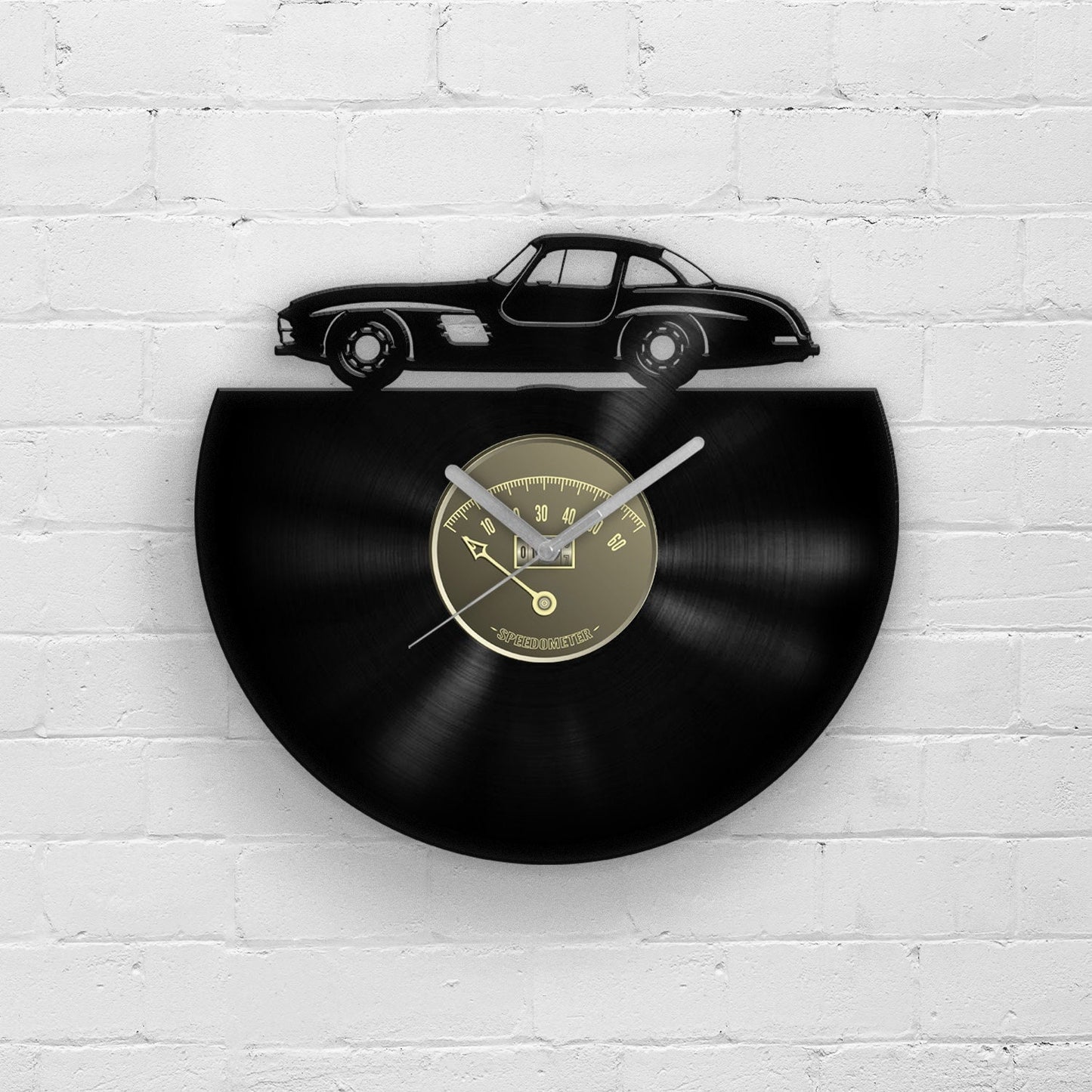 CLASSIC CAR SILHOUETTE - Vinyl Record Wall Clock