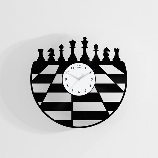 VINTAGE CHESS BOARD - Vinyl Record Wall Clock