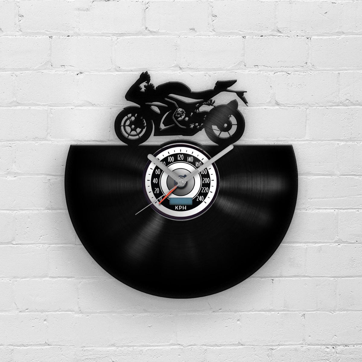 SPORT BIKE SILHOUETTE - Vinyl Record Wall Clock