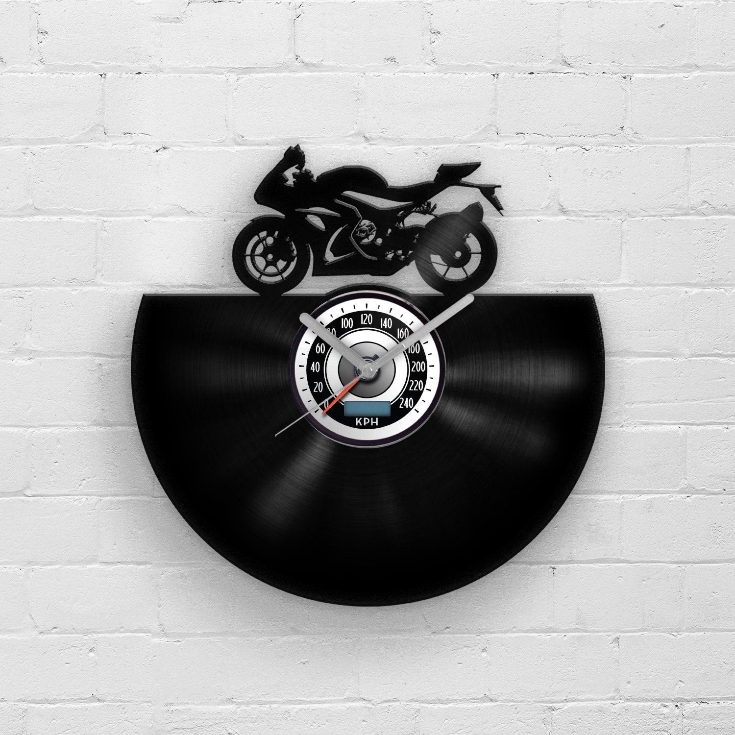 SPORT BIKE SILHOUETTE - Vinyl Record Wall Clock