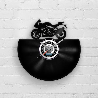 SPORT BIKE SILHOUETTE - Vinyl Record Wall Clock
