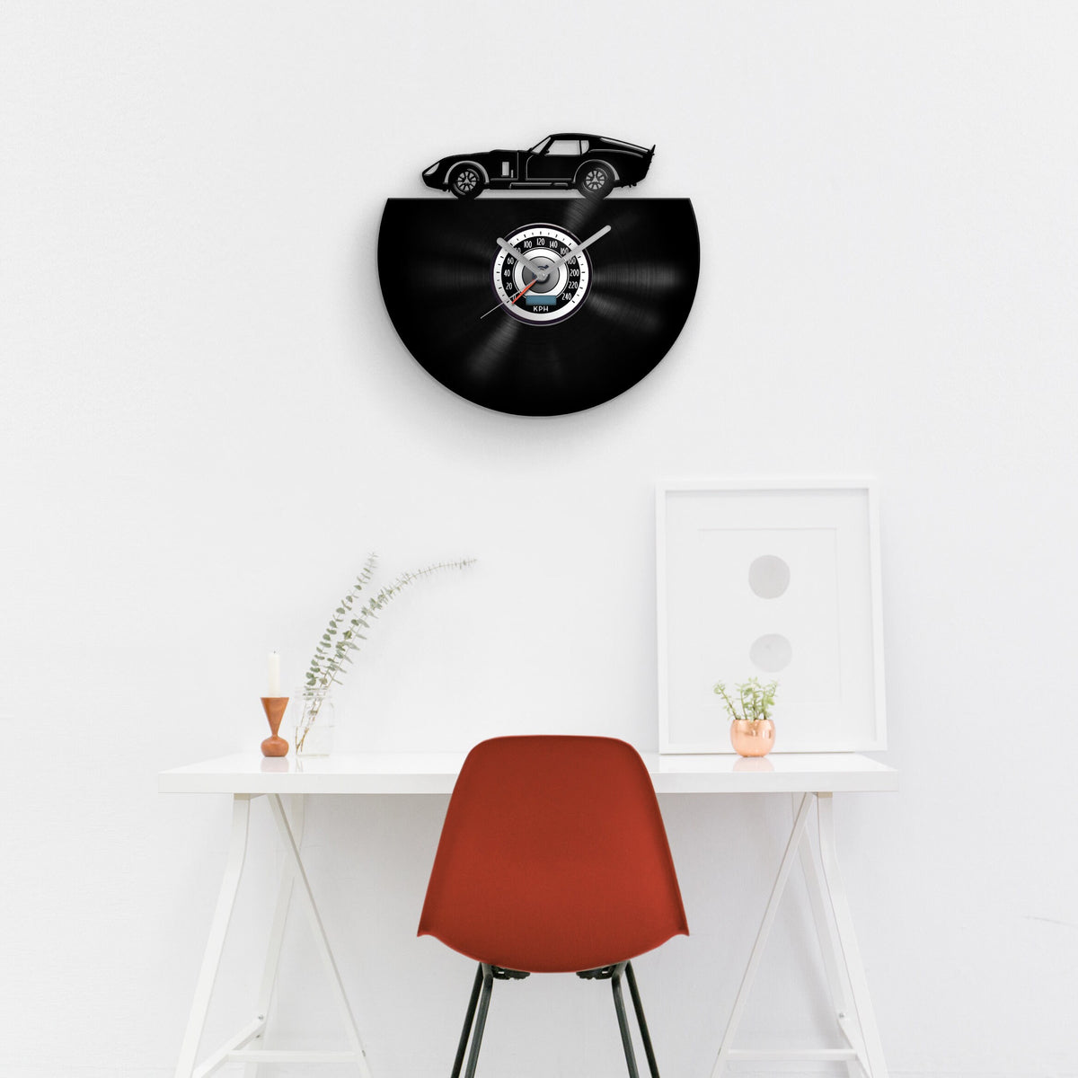 VINTAGE SPORTS CAR - Vinyl Clock 12"