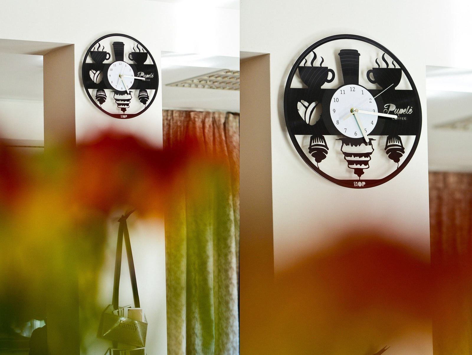 COFFEE and CUPCAKES - Vinyl Record Clock 12