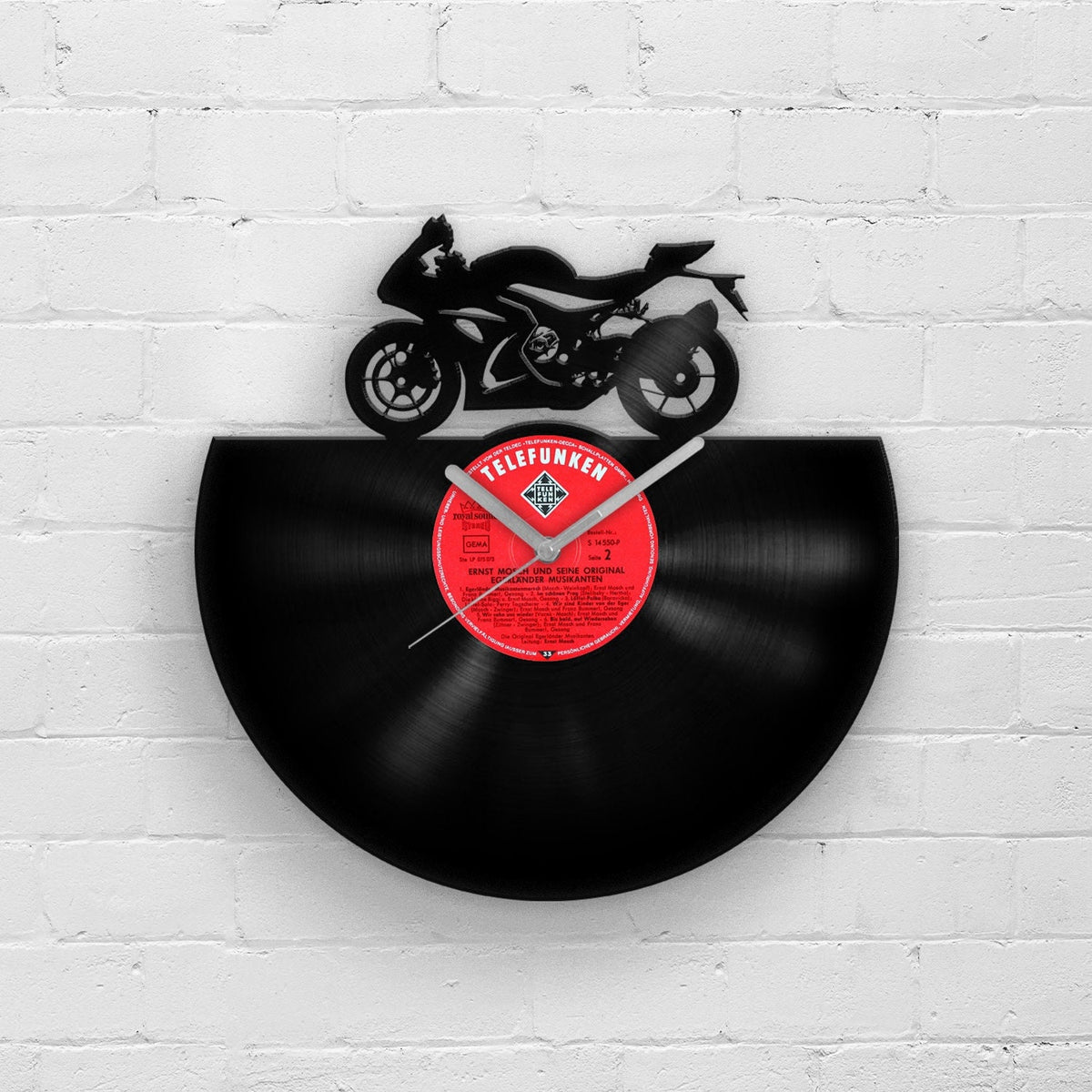 SPORT BIKE SILHOUETTE - Vinyl Record Wall Clock