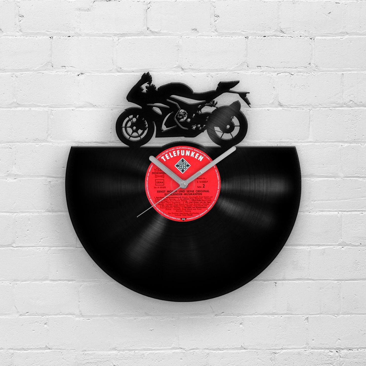 SPORTBIKE SILHOUETTE - Vinyl Record Wall Clock - Unique and Nostalgic Gift for Any Super Bike Lovers