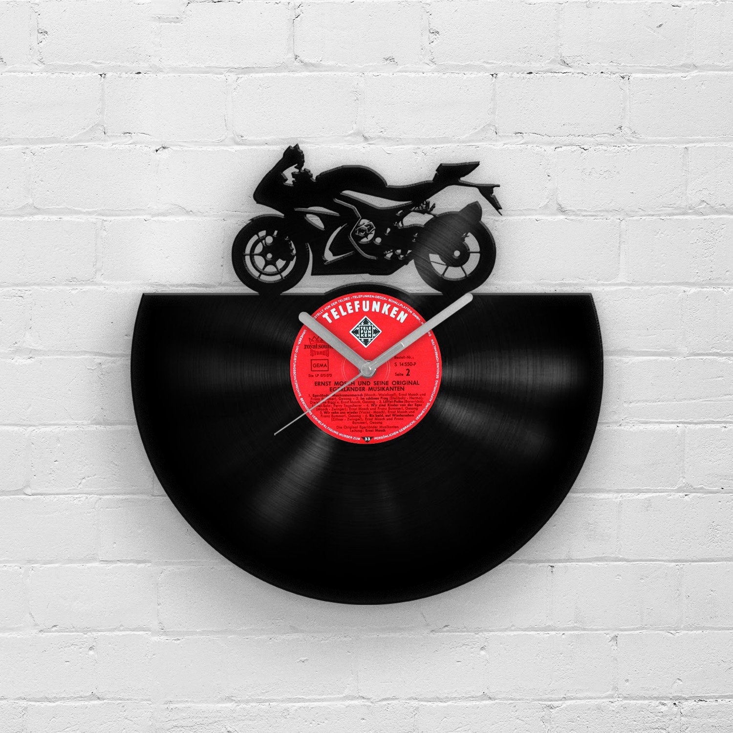 SPORTBIKE SILHOUETTE - Vinyl Record Wall Clock - Unique and Nostalgic Gift for Any Super Bike Lovers