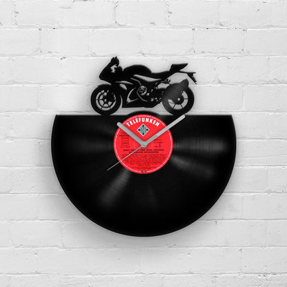 SPORTBIKE SILHOUETTE - Vinyl Record Wall Clock - Unique and Nostalgic Gift for Any Super Bike Lovers