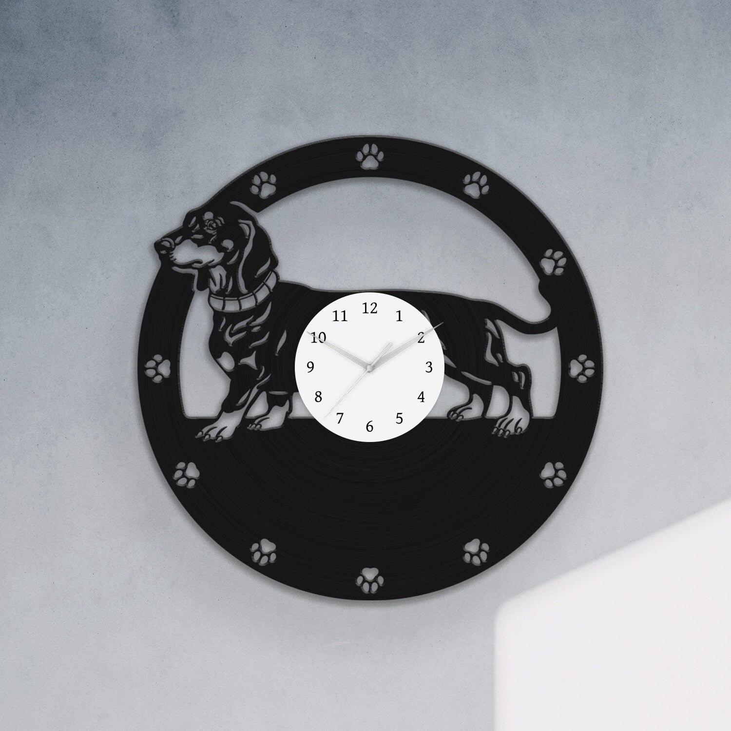 DACHSHUND DOG PORTRAIT - Vinyl Record Wall Clock
