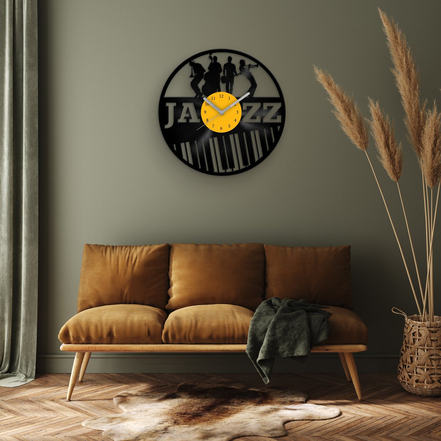 JAZZ MUSIC BAND SILHOUETTE - Vinyl Record Wall Clock