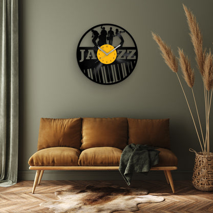 JAZZ MUSIC BAND SILHOUETTE - Vinyl Record Wall Clock