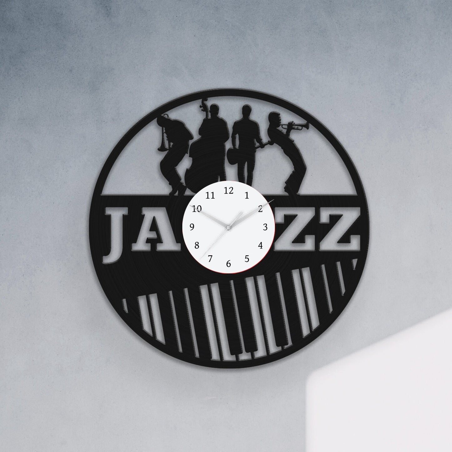 JAZZ MUSIC BAND SILHOUETTE - Vinyl Record Wall Clock